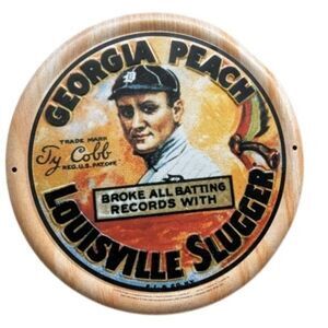 Georgia Peach Louisville Slugger Ty Cobb Metal Sign